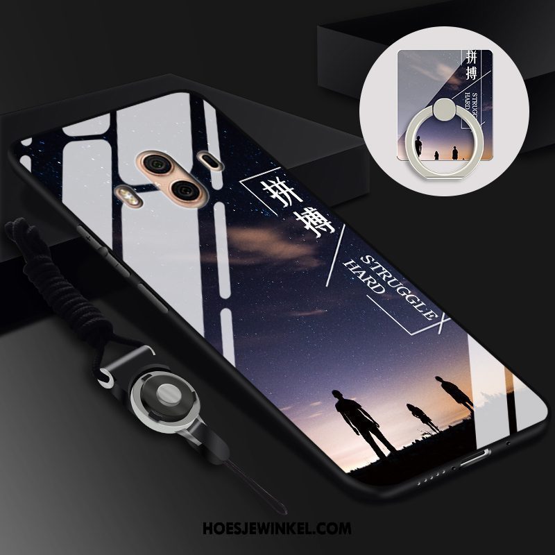 Huawei Mate 10 Hoesje Purper Zacht Hoes, Huawei Mate 10 Hoesje Glas Hanger