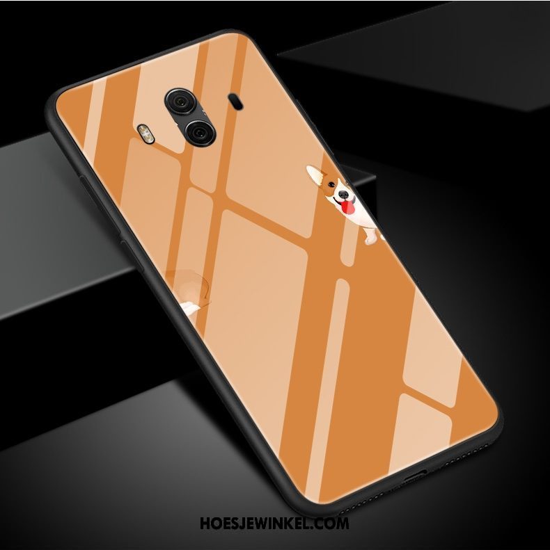 Huawei Mate 10 Hoesje Spotprent Bescherming Glas, Huawei Mate 10 Hoesje Zacht Hoes