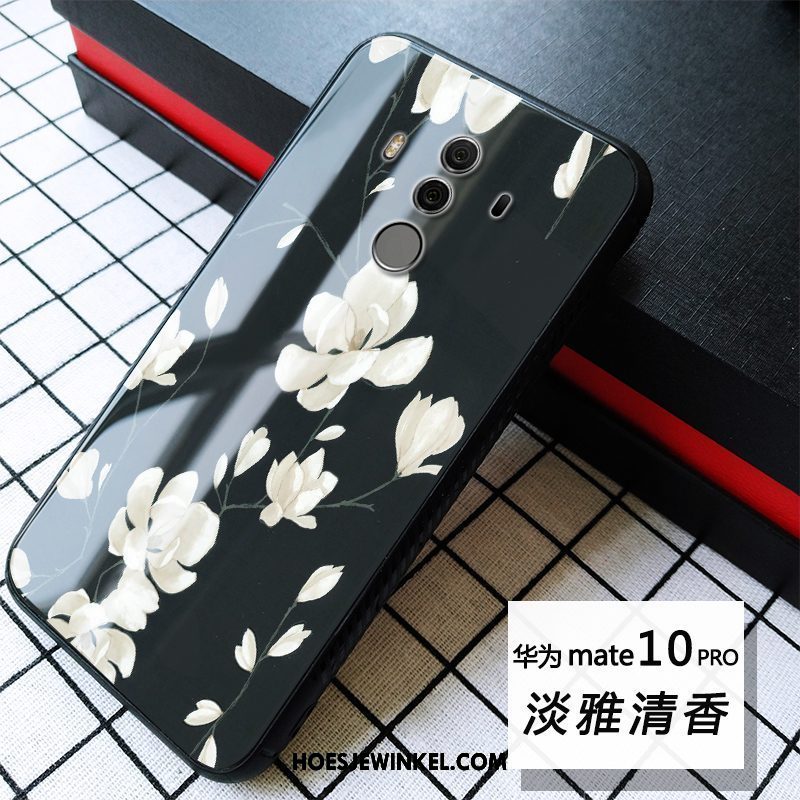 Huawei Mate 10 Pro Hoesje Anti-fall Blauw Glas, Huawei Mate 10 Pro Hoesje Zacht Chinese Stijl