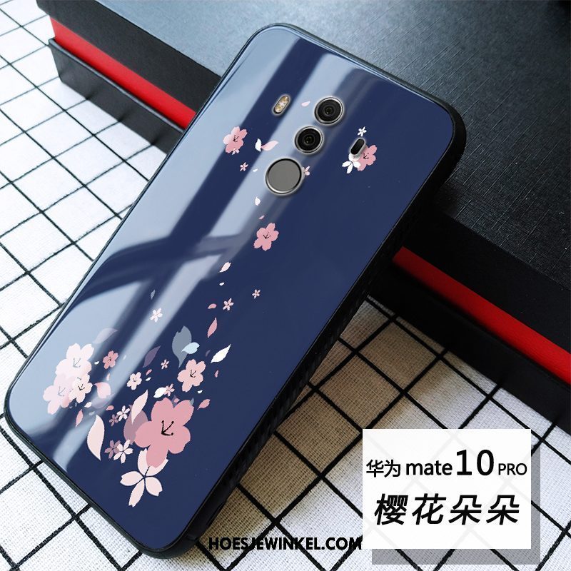 Huawei Mate 10 Pro Hoesje Anti-fall Blauw Glas, Huawei Mate 10 Pro Hoesje Zacht Chinese Stijl