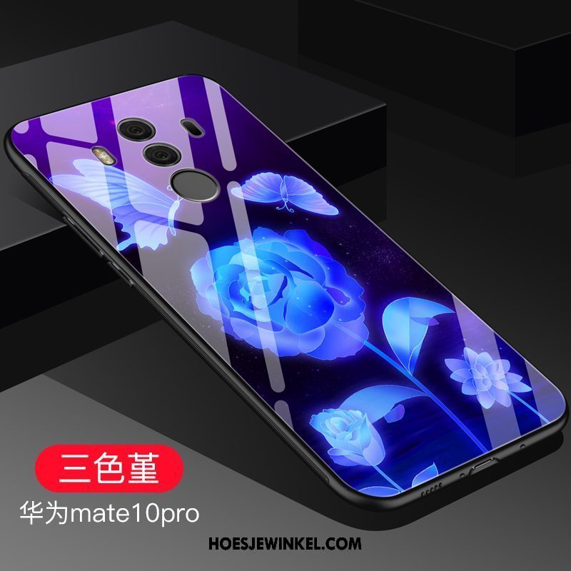 Huawei Mate 10 Pro Hoesje Bescherming Glas Purper, Huawei Mate 10 Pro Hoesje Scheppend Hard