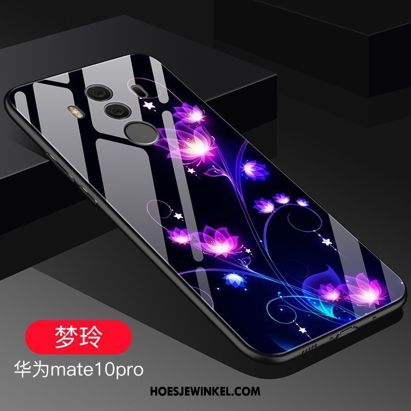 Huawei Mate 10 Pro Hoesje Bescherming Glas Purper, Huawei Mate 10 Pro Hoesje Scheppend Hard