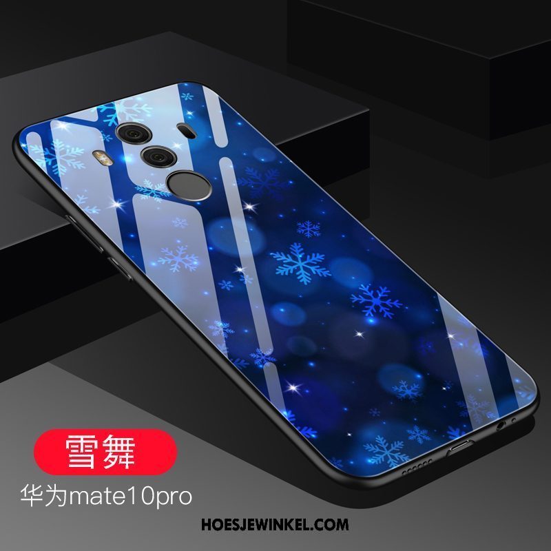Huawei Mate 10 Pro Hoesje Bescherming Hoes Glas, Huawei Mate 10 Pro Hoesje Trend Blauw