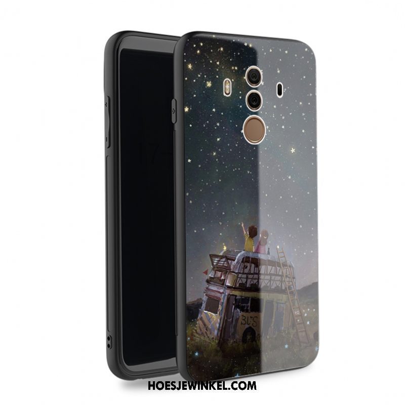 Huawei Mate 10 Pro Hoesje Hoes Glas Zwart, Huawei Mate 10 Pro Hoesje Mobiele Telefoon Bescherming