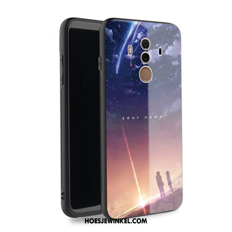 Huawei Mate 10 Pro Hoesje Hoes Glas Zwart, Huawei Mate 10 Pro Hoesje Mobiele Telefoon Bescherming