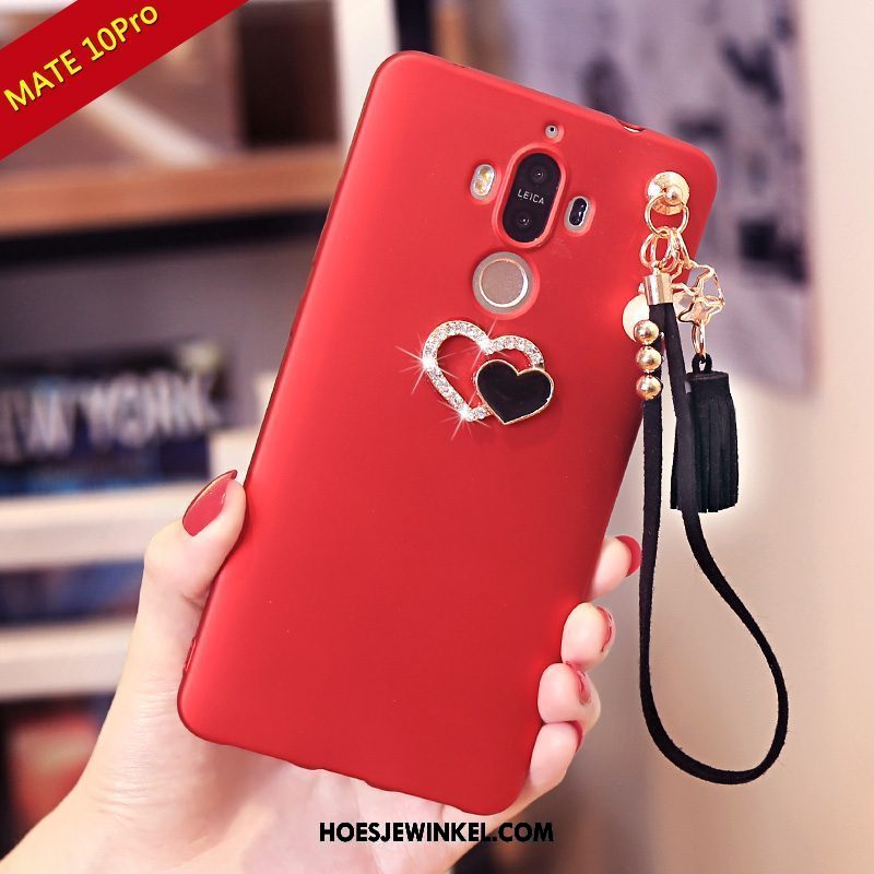 Huawei Mate 10 Pro Hoesje Rood Mobiele Telefoon Zacht, Huawei Mate 10 Pro Hoesje Hoes Strass