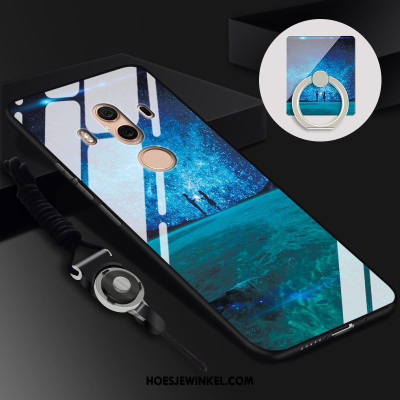 Huawei Mate 10 Pro Hoesje Zwart Glas Hoes, Huawei Mate 10 Pro Hoesje Bescherming Mobiele Telefoon