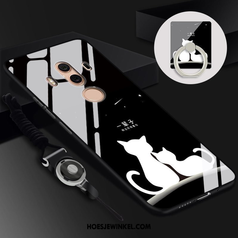 Huawei Mate 10 Pro Hoesje Zwart Glas Hoes, Huawei Mate 10 Pro Hoesje Bescherming Mobiele Telefoon