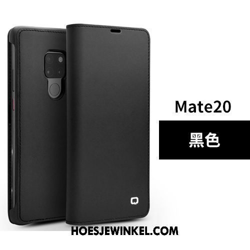 Huawei Mate 20 Hoesje Bescherming Bedrijf Leer, Huawei Mate 20 Hoesje Leren Etui Hoes Braun