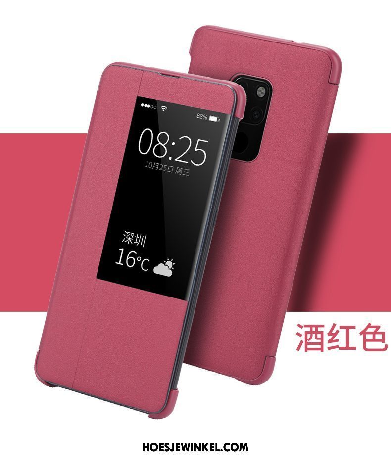 Huawei Mate 20 Hoesje Hoes Clamshell Anti-fall, Huawei Mate 20 Hoesje Mobiele Telefoon Roze