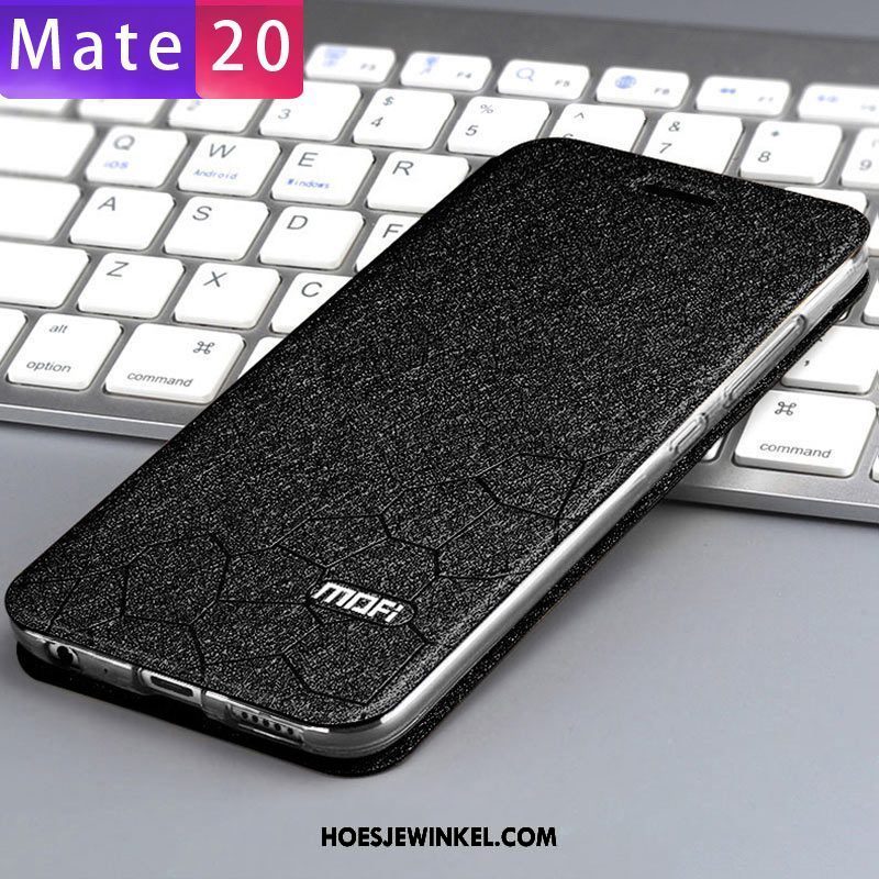 Huawei Mate 20 Hoesje Leren Etui Blauw Zacht, Huawei Mate 20 Hoesje Schrobben All Inclusive