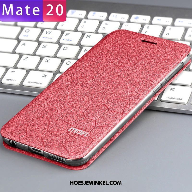 Huawei Mate 20 Hoesje Leren Etui Blauw Zacht, Huawei Mate 20 Hoesje Schrobben All Inclusive