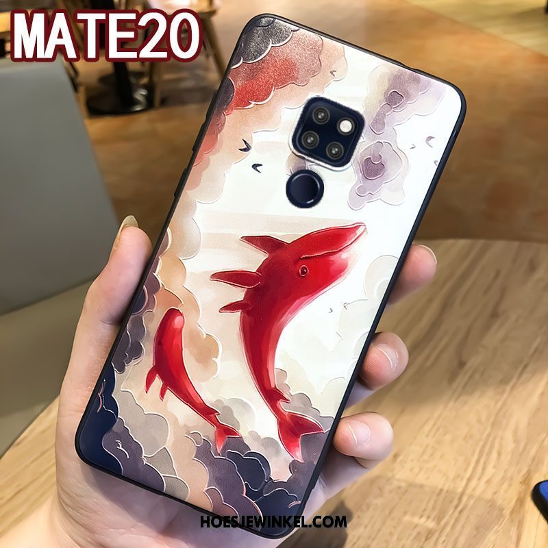 Huawei Mate 20 Hoesje Trendy Merk Siliconen Reliëf, Huawei Mate 20 Hoesje Bescherming Zacht