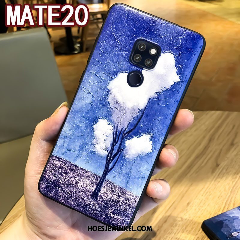 Huawei Mate 20 Hoesje Trendy Merk Siliconen Reliëf, Huawei Mate 20 Hoesje Bescherming Zacht