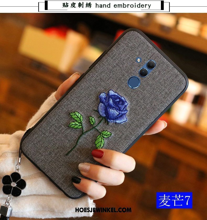 Huawei Mate 20 Lite Hoesje All Inclusive Bloemen Borduurwerk, Huawei Mate 20 Lite Hoesje Chinese Stijl Zacht