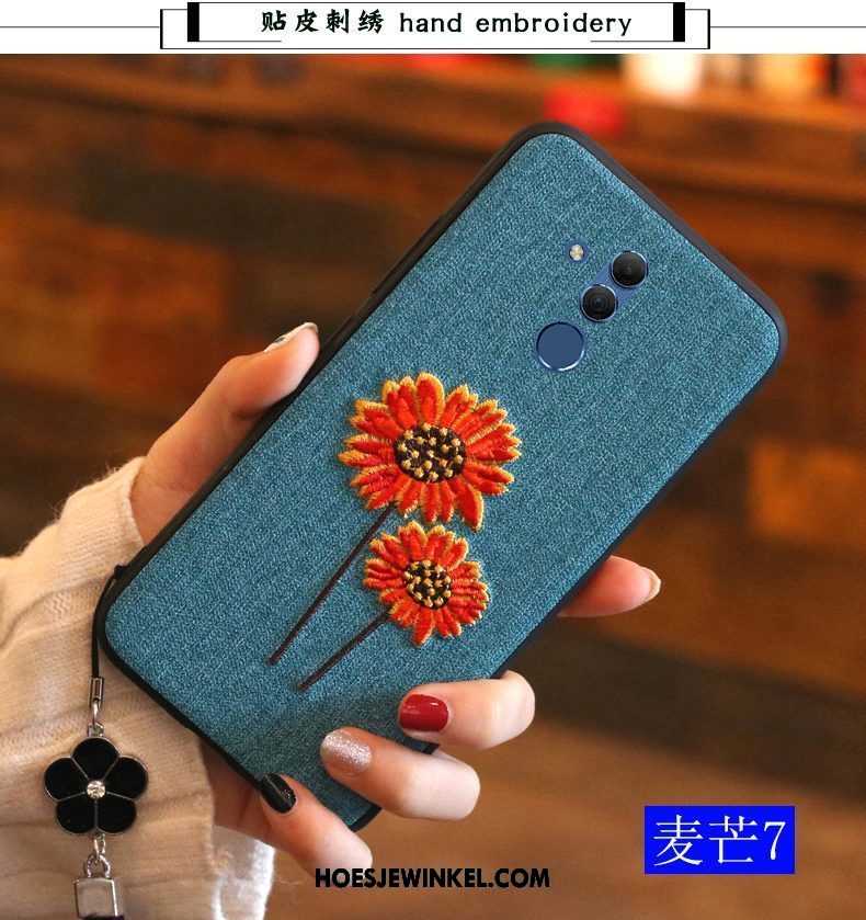 Huawei Mate 20 Lite Hoesje All Inclusive Bloemen Borduurwerk, Huawei Mate 20 Lite Hoesje Chinese Stijl Zacht