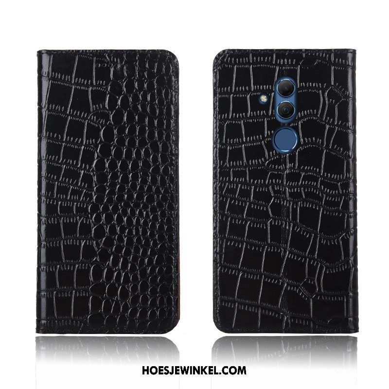 Huawei Mate 20 Lite Hoesje Anti-fall Leren Etui Siliconen, Huawei Mate 20 Lite Hoesje Clamshell Echt Leer Braun