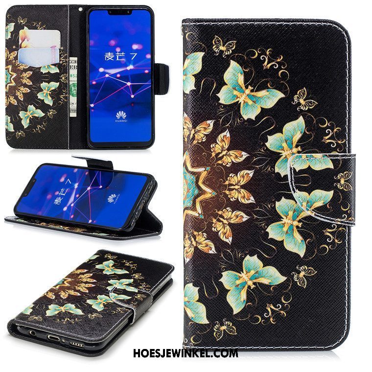 Huawei Mate 20 Lite Hoesje Leren Etui Mobiele Telefoon Folio, Huawei Mate 20 Lite Hoesje All Inclusive Zwart