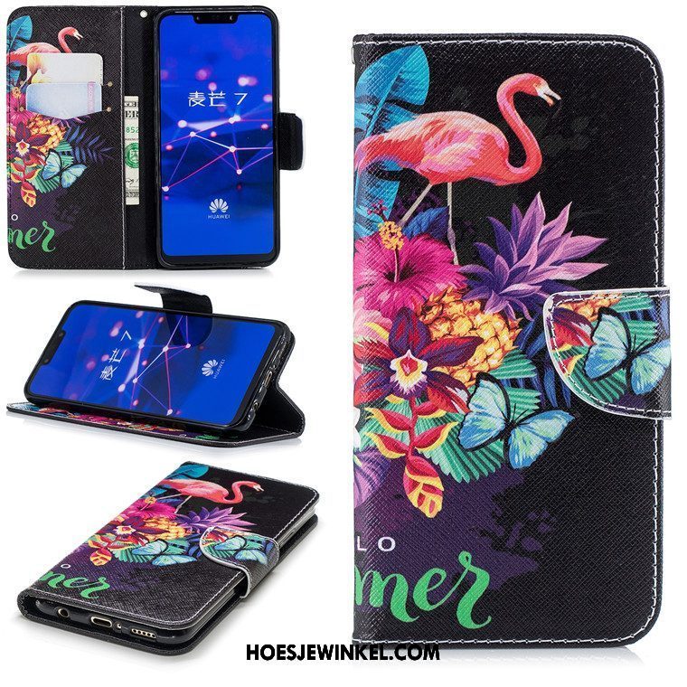 Huawei Mate 20 Lite Hoesje Leren Etui Mobiele Telefoon Folio, Huawei Mate 20 Lite Hoesje All Inclusive Zwart