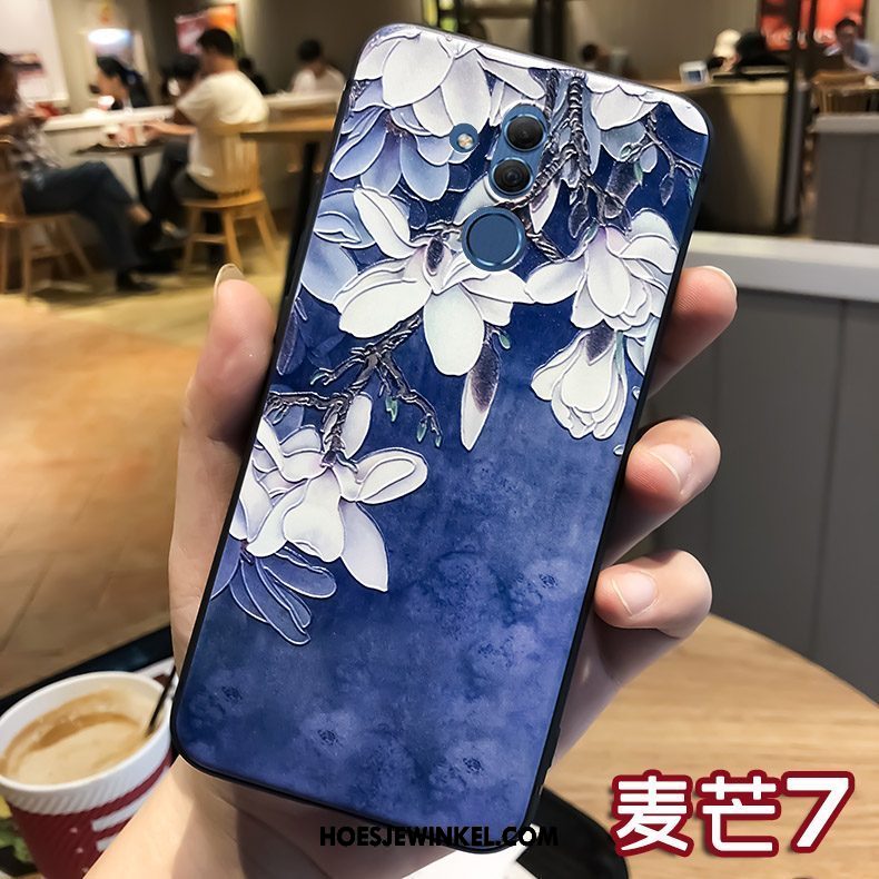 Huawei Mate 20 Lite Hoesje Ring Reliëf Zacht, Huawei Mate 20 Lite Hoesje Anti-fall Dun