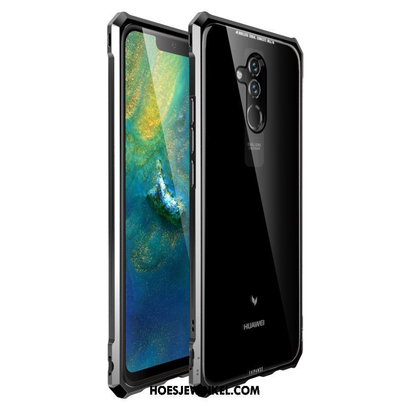 Huawei Mate 20 Lite Hoesje Rood Omlijsting Glas, Huawei Mate 20 Lite Hoesje Doorzichtig Mobiele Telefoon