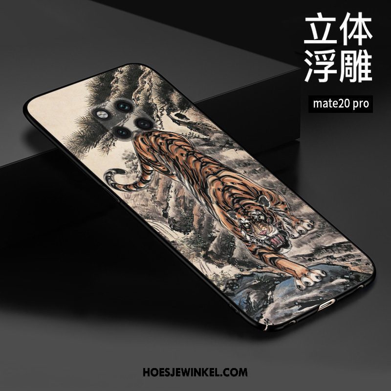 Huawei Mate 20 Pro Hoesje Bescherming Chinese Stijl Rood, Huawei Mate 20 Pro Hoesje Hoes Reliëf