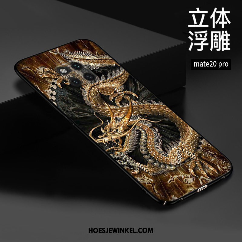 Huawei Mate 20 Pro Hoesje Bescherming Chinese Stijl Rood, Huawei Mate 20 Pro Hoesje Hoes Reliëf