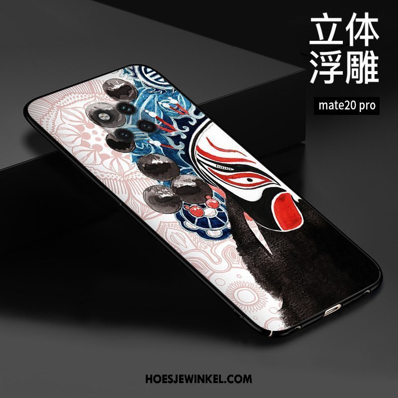 Huawei Mate 20 Pro Hoesje Bescherming Chinese Stijl Rood, Huawei Mate 20 Pro Hoesje Hoes Reliëf