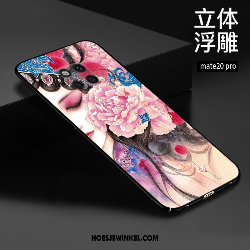 Huawei Mate 20 Pro Hoesje Bescherming Chinese Stijl Rood, Huawei Mate 20 Pro Hoesje Hoes Reliëf