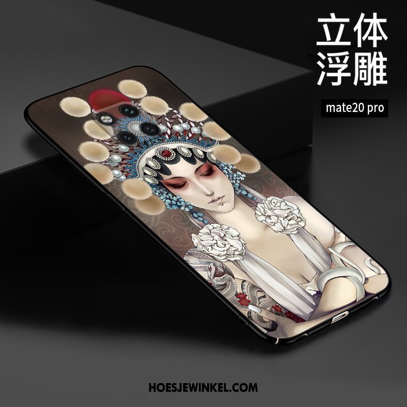 Huawei Mate 20 Pro Hoesje Bescherming Chinese Stijl Rood, Huawei Mate 20 Pro Hoesje Hoes Reliëf