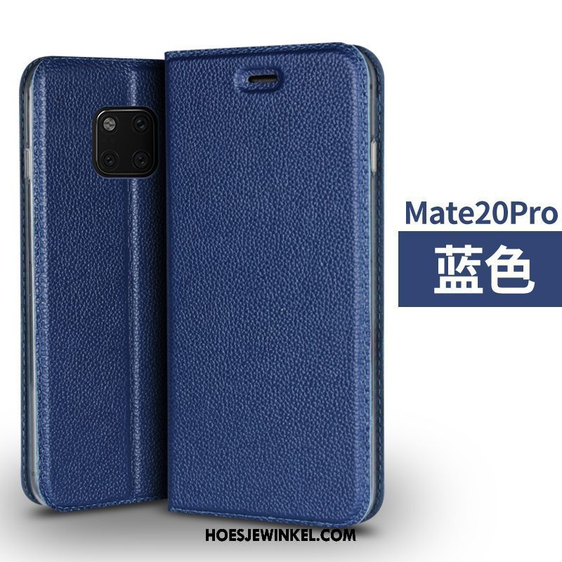 Huawei Mate 20 Pro Hoesje Bescherming Hoes Echt Leer, Huawei Mate 20 Pro Hoesje All Inclusive High End Braun
