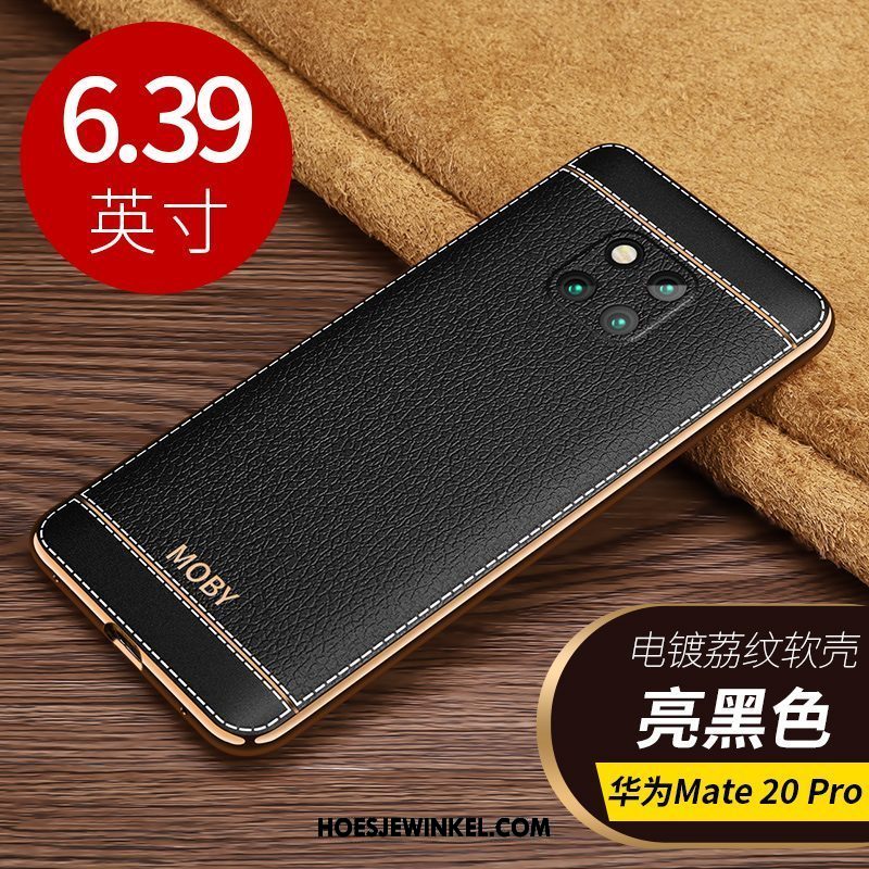 Huawei Mate 20 Pro Hoesje Hoes Elegante Trendy Merk, Huawei Mate 20 Pro Hoesje Blauw Leer