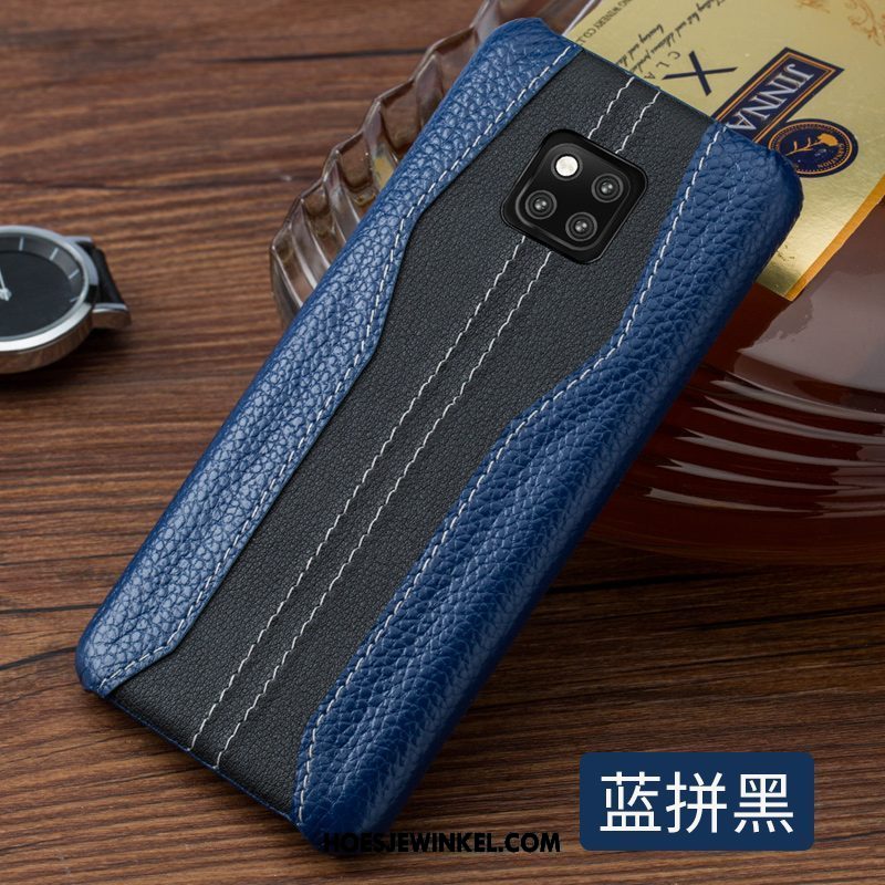 Huawei Mate 20 Pro Hoesje Leren Etui Echt Leer High End, Huawei Mate 20 Pro Hoesje Trendy Merk Siliconen Braun