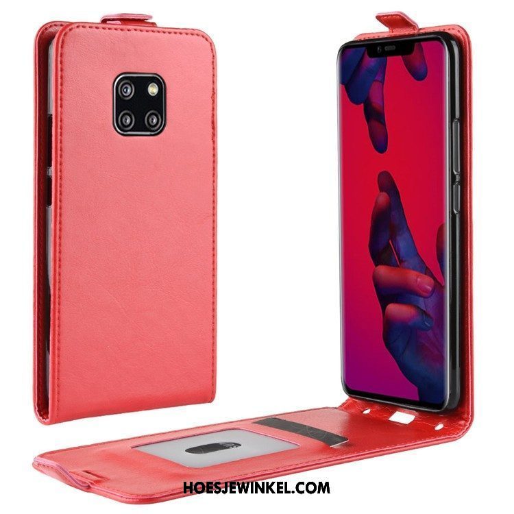 Huawei Mate 20 Pro Hoesje Leren Etui Rood Hoes, Huawei Mate 20 Pro Hoesje Bescherming Mobiele Telefoon