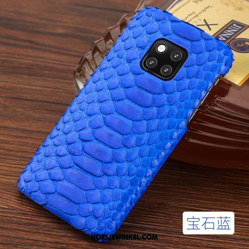 Huawei Mate 20 Pro Hoesje Leren Etui Wit Scheppend, Huawei Mate 20 Pro Hoesje Echte Echt Leer