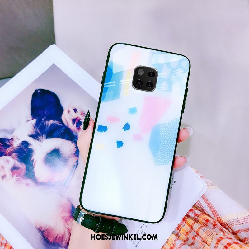 Huawei Mate 20 Pro Hoesje Mobiele Telefoon Trendy Merk Blauw, Huawei Mate 20 Pro Hoesje Hoes Glas