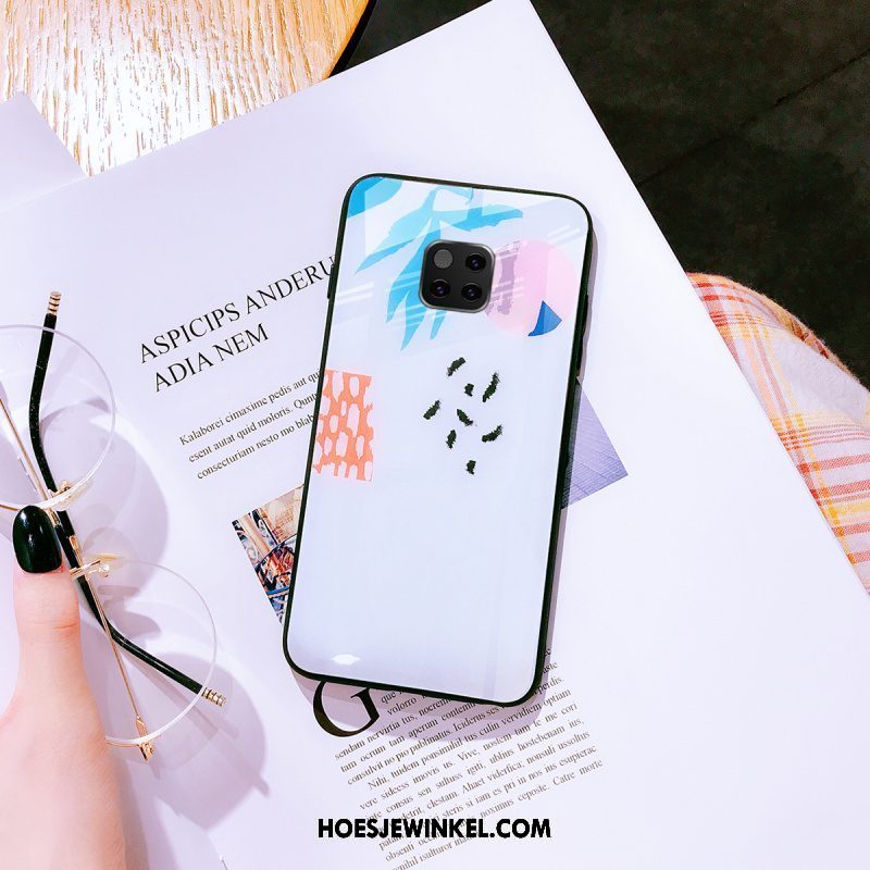 Huawei Mate 20 Pro Hoesje Mobiele Telefoon Trendy Merk Blauw, Huawei Mate 20 Pro Hoesje Hoes Glas