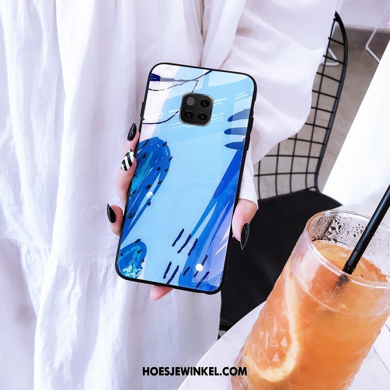 Huawei Mate 20 Pro Hoesje Mobiele Telefoon Trendy Merk Blauw, Huawei Mate 20 Pro Hoesje Hoes Glas