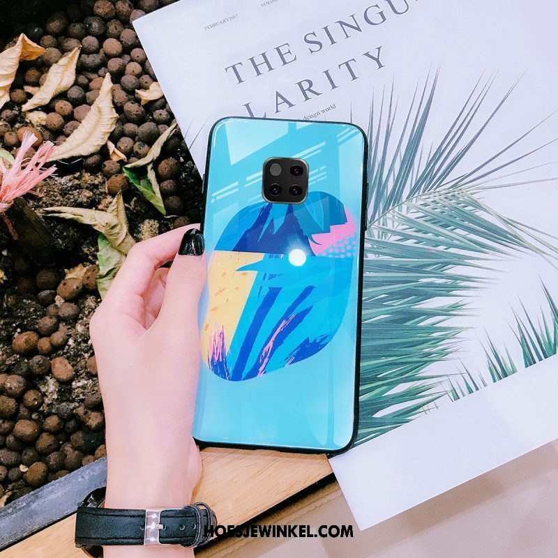 Huawei Mate 20 Pro Hoesje Mobiele Telefoon Trendy Merk Blauw, Huawei Mate 20 Pro Hoesje Hoes Glas