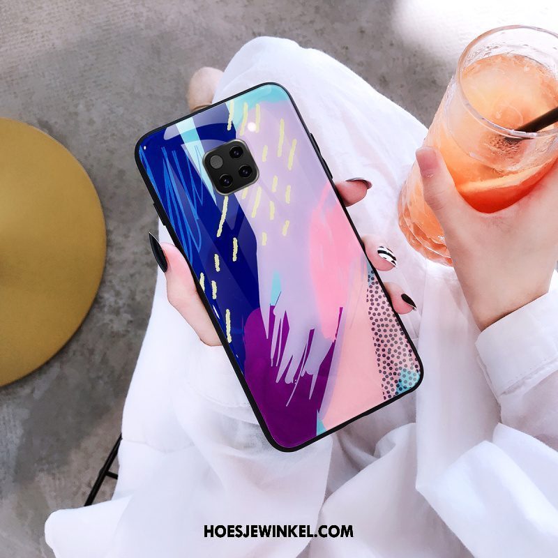 Huawei Mate 20 Pro Hoesje Mobiele Telefoon Trendy Merk Blauw, Huawei Mate 20 Pro Hoesje Hoes Glas