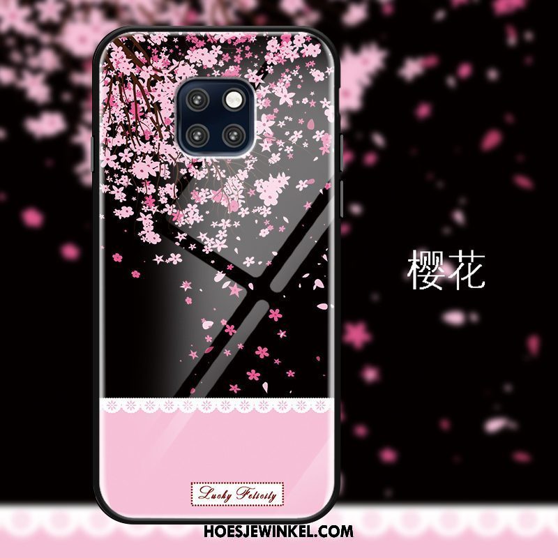 Huawei Mate 20 Pro Hoesje Mode Roze Hoes, Huawei Mate 20 Pro Hoesje Donkerblauw Hanger