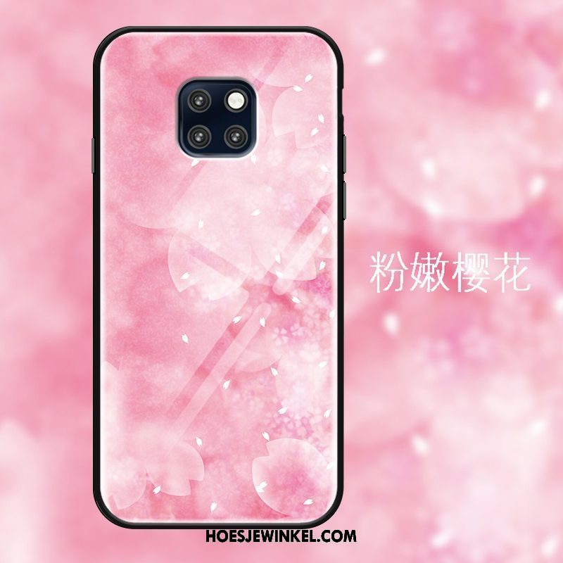 Huawei Mate 20 Pro Hoesje Mode Roze Hoes, Huawei Mate 20 Pro Hoesje Donkerblauw Hanger