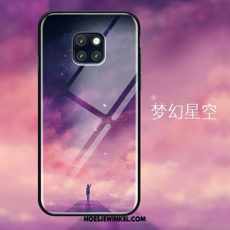 Huawei Mate 20 Pro Hoesje Sterrenhemel Anti-fall Donkerblauw, Huawei Mate 20 Pro Hoesje Hoes Zwart