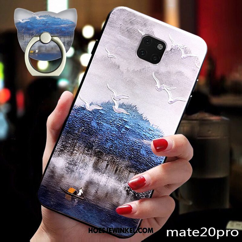 Huawei Mate 20 Pro Hoesje Trendy Merk Blauw Scheppend, Huawei Mate 20 Pro Hoesje Bescherming Mobiele Telefoon