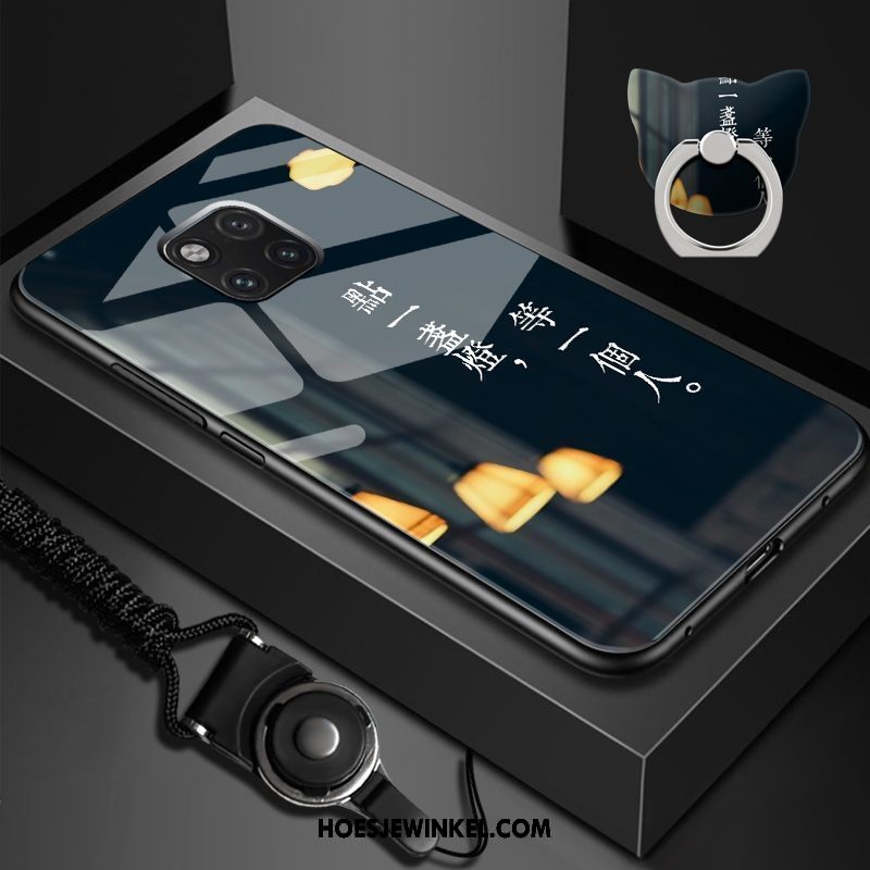 Huawei Mate 20 Pro Hoesje Zwart Glas Nieuw, Huawei Mate 20 Pro Hoesje Persoonlijk Trendy Merk