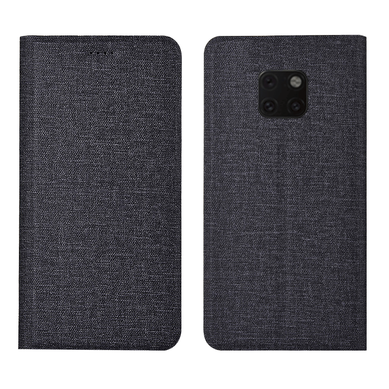 Huawei Mate 20 Rs Hoesje Donkerblauw Leren Etui Katoen En Linnen, Huawei Mate 20 Rs Hoesje Mobiele Telefoon