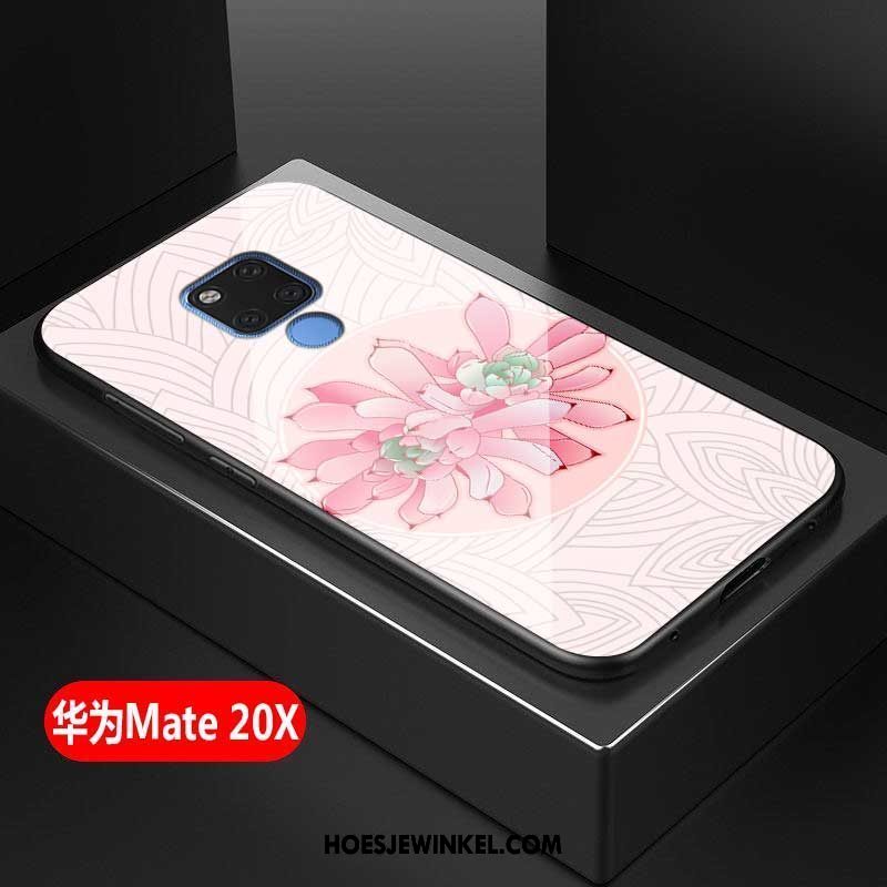 Huawei Mate 20 X Hoesje All Inclusive Mode Gehard Glas, Huawei Mate 20 X Hoesje Anti-fall Eenvoudige