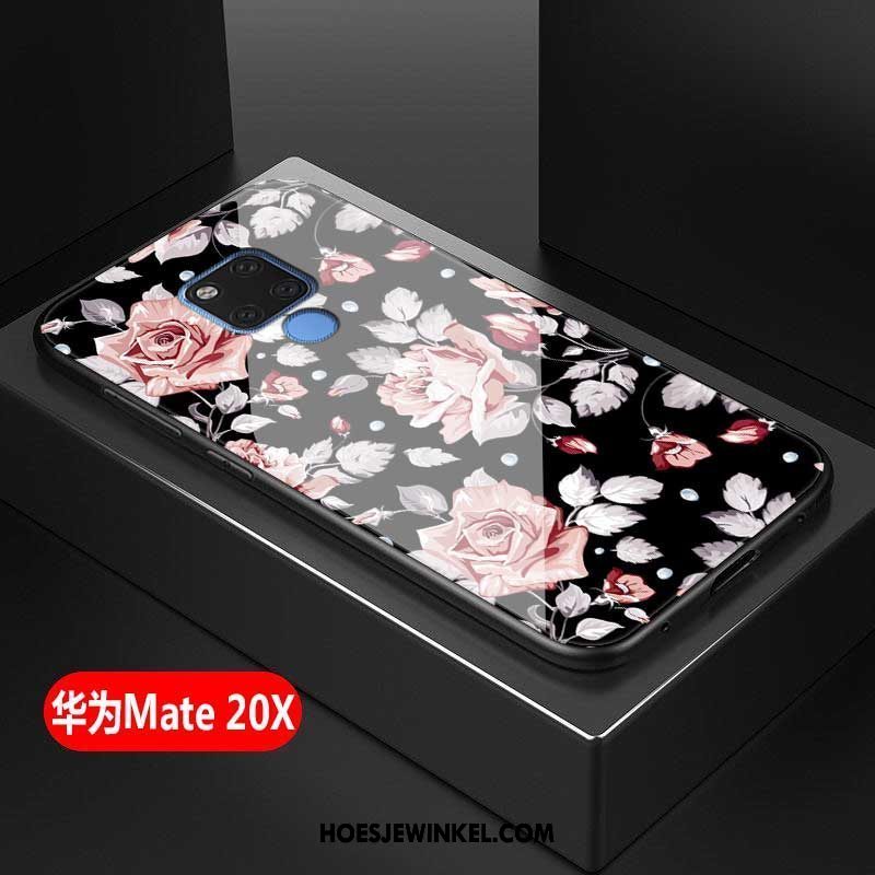 Huawei Mate 20 X Hoesje All Inclusive Mode Gehard Glas, Huawei Mate 20 X Hoesje Anti-fall Eenvoudige