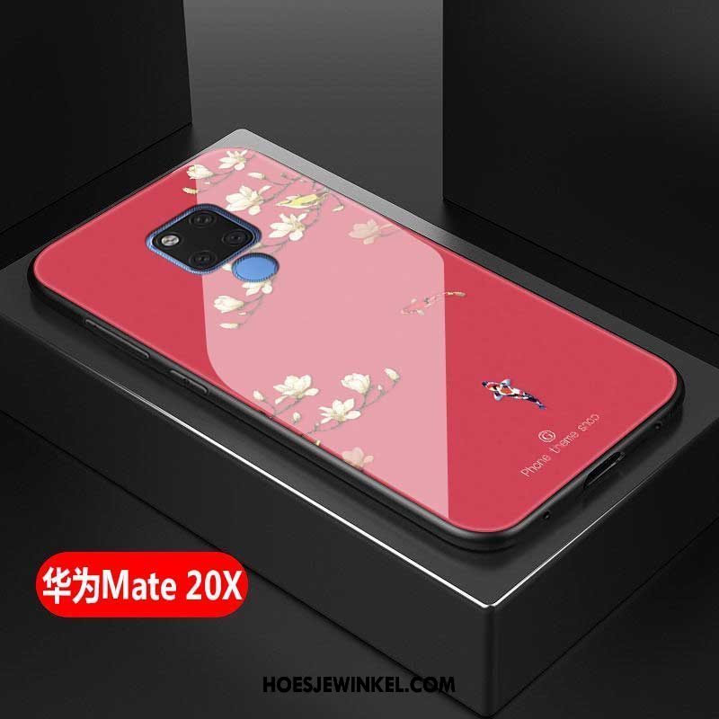 Huawei Mate 20 X Hoesje All Inclusive Mode Gehard Glas, Huawei Mate 20 X Hoesje Anti-fall Eenvoudige