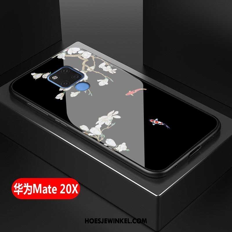 Huawei Mate 20 X Hoesje All Inclusive Mode Gehard Glas, Huawei Mate 20 X Hoesje Anti-fall Eenvoudige